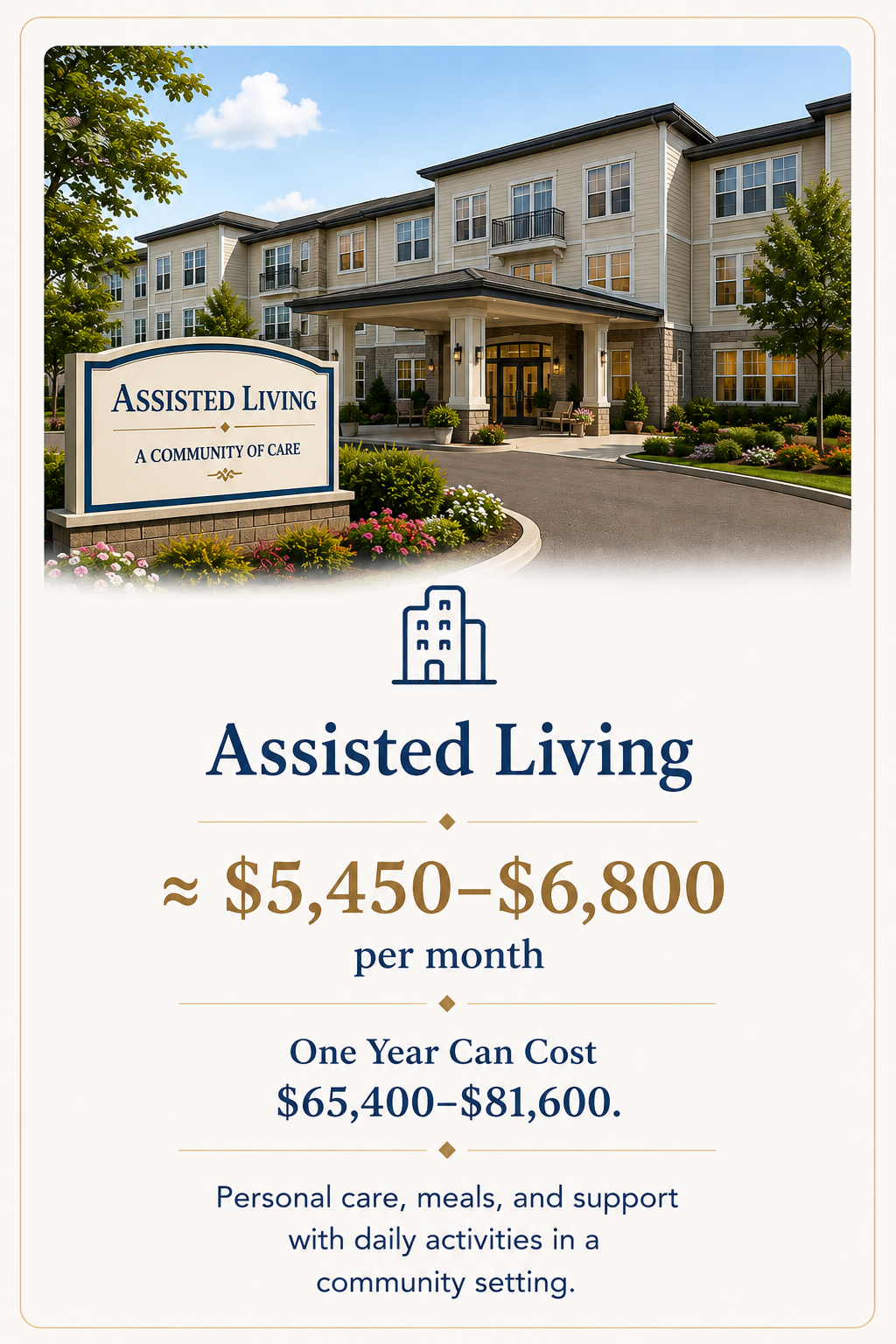 Illustration of a modern assisted living community representing the average monthly cost of assisted living in New Mexico.
